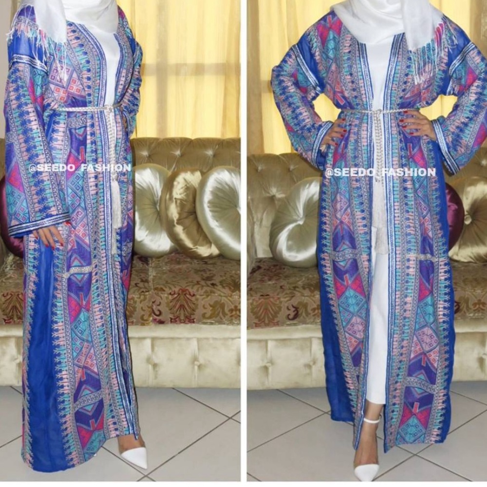 Royal blue traditional embroidered maxi dress